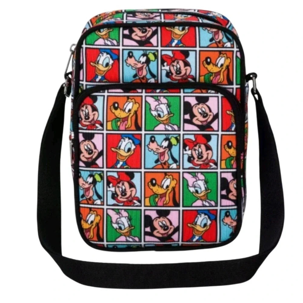 Disney‎ Parks Mickey & Friends Character Canvas Crossbody Bag Multicolor NWOT